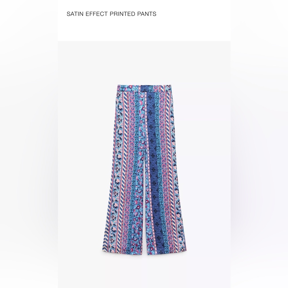 ZARA Satin Effect Printed Pants